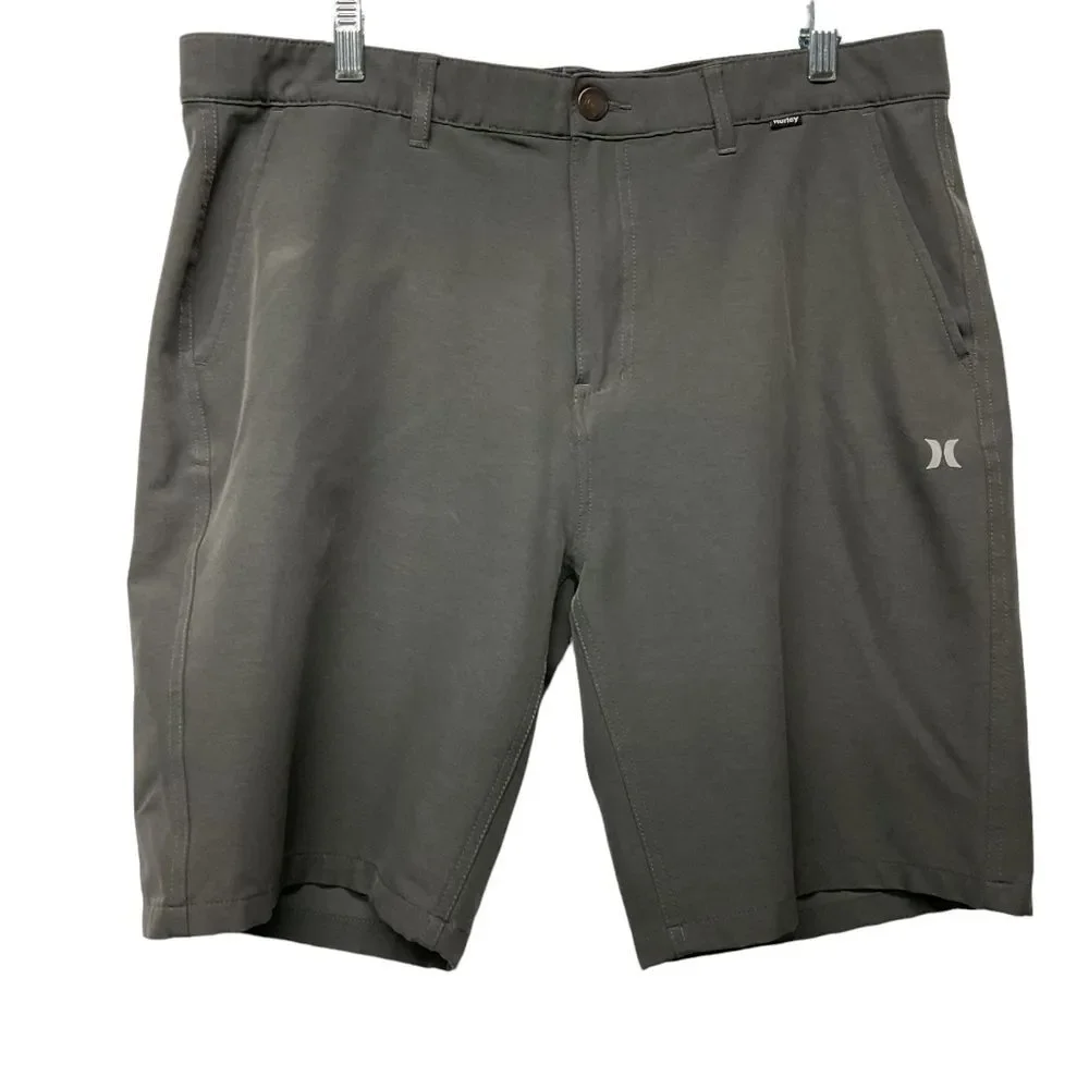 Hurley Men's Quick Dry Classic Fit Hybrid Walk Shorts‎ Size 36 Black Flat Front